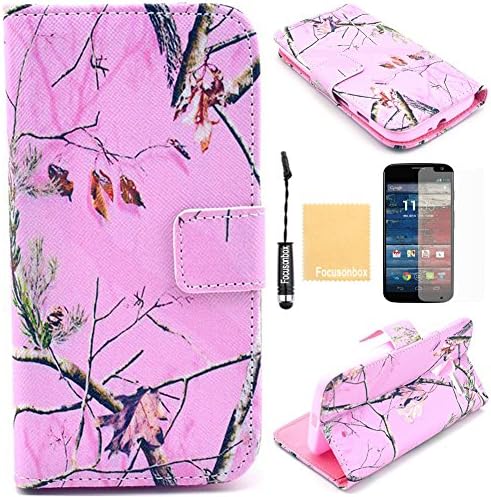 Moto X Case, Focusonbox(TM)PU Leather Protective Flip Folio Slim Fit Wallet Purse Stand Case Cover for Motorola Moto X (1st Generation), with Screen Protector, Stylus and Cleaning Cloth YB24