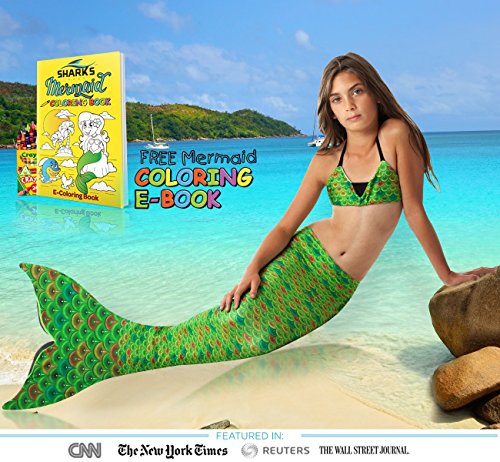 Sharks Wear Children Swimming and Costume 3 PC Mermaid tail (Mono fin not included). Includes free Mermaid coloring E-Book!