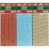 Christmas Paper Straws, Pack of 15, Design varies among those shown in picture