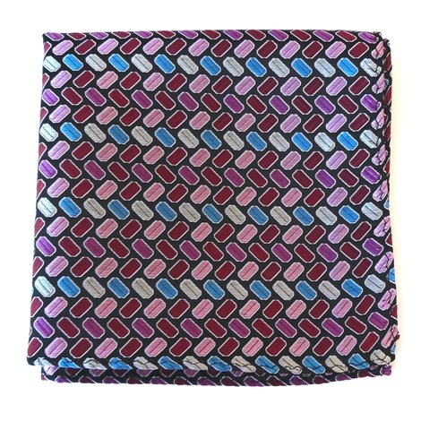 100% Silk Woven Black Patterned Large Pocket Square