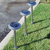 CE Certified Ultra Bright Wireless Stainless Steel 4 LED Cylinder Cone Solar Light (Set of 3)