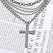 Leegoal Fashion Retro Multi-layer Chain Pendant Black Cross Metal Long Necklace Gift