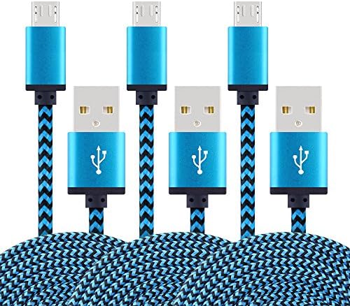 Micro USB Cable, CCLV High Speed [3-Pack] 6FT Premium Nylon Braided USB 2.0 A Male to Micro B Data Sync and Charger Cables for Samsung Galaxy S7, S6, Note 5, HTC, LG, Sony and More Android Phones