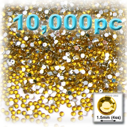 10,000pc Rhinestones Round 1.5mm - 4ss flatback Golden Yellow