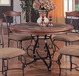 Slate Insert Top w/Antique Brown Metal Base Round Dining Table
