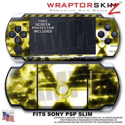 Radioactive Yellow WraptorSkinz Skin and Screen Protector Kit fits Sony PSP Slim