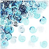 Creative Converting 21090 Metallic Confetti Swirls, Pastel Blue