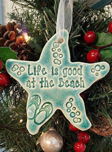 Life is Good at the Beach Handmade Ceramic Starfish Ornament