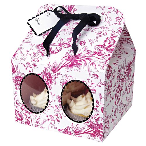 Meri Meri Pink Toile Large Cupcake Box, 3-Pack