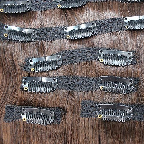Ibeshion 100g Clip In With Lace 7pcs 15 Clips 20 Inch #2 Darkest Brown Remy Human Hair Extensions