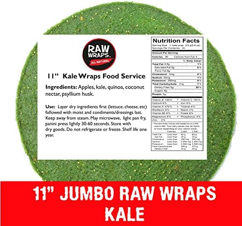11" Jumbo Raw Wraps (Kale) 20 wraps
