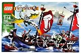 Lego Year 2008 Castle Series Battle Scene Set # 7048 - TROLL WARSHIP with Net, Prison Cage, Firing Launcher and 2 Smaller Boats Plus 1 Giant Troll, 1 Armored Dragon, 6 Troll Warriors, 1 Knight and 1 Dwarf Minifigures