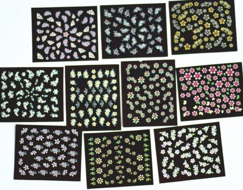 GGSELL GGSELL latest 3D new design hot selling high quality nail sticker nail decal 10PCS/PACKAGE, the designs include various colorful flowers
