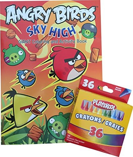 Angry Birds Toys "Sky High" Coloring Book Activities with 36 Playskool Crayons included. Creative Drawing &amp; Coloring Angry Birds Game Activities. Children will Doodle for Hours. Educational and Fun