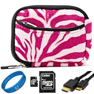 Buy Magenta Zebra Print Print Design Fur Covered Neoprene Sleeve Protective Camera Pouch Carrying Case for Sony Cyber-shot DSC-WX150 DSC-W690 DSC-TX66 DSC-TX20 DSC-TX200V DSC-WX50 DSC-WX70 DSC-W610 DSC-W620 DSC-W650 DSC-WX30 DSC-TX55 DSC-W550 DSC-TX100V DSC-TX10 DSC-WX10 DSC-WX9 DSC-W510 DSC-W530 DSC-W560 Compact Digital Camera + Universal Camera Screen Protector + Cellet 4GB Micro SD Memory Card with Memory Card Adapter + Mini HDMI to HDMI Cable Gold 6 FT + SumacLife TM Wisdom Courage Wristband with best Review