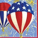 Caspari 4th of July Balloons Paper Cocktail Napkin, 20 Count