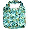 Eco-Friendly Reusable Foldable Shopping Tote Bag with Clip On Pouch - Classic Green Batik Print