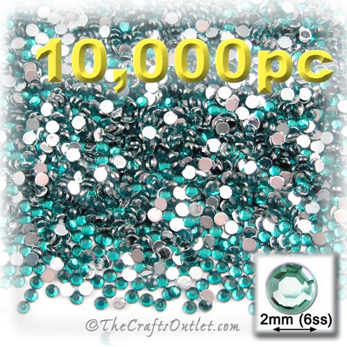 10,000pc Rhinestones Round 2mm - 6ss flatback Emerald Green EGR