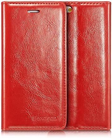 iPhone 6s Leather Cover Case for iPhone 6s - Hexagon Premium Cover Wallet Magnetic Flip Cover Leather Case for iPhone 6s (6/6S Red)