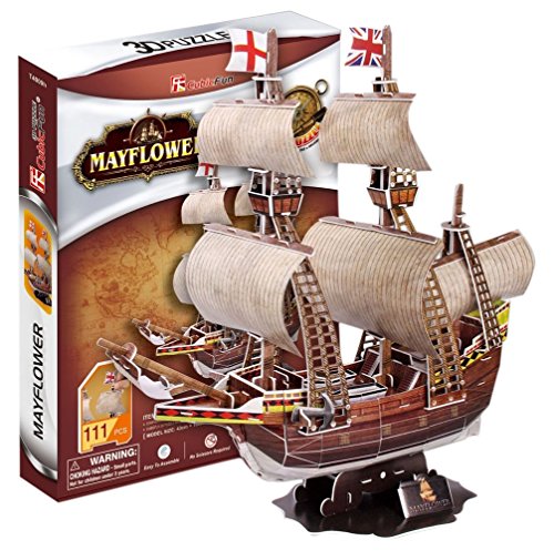 3D Jigsaw Puzzle May Flower CubicFun 3D Puzzle T4009h 111 Pieces Decorative Fashion Best Seller Cubic Fun Exiting Fun Educational Historic Playing Building Game DIY Holiday kids Best Gift Toy Set