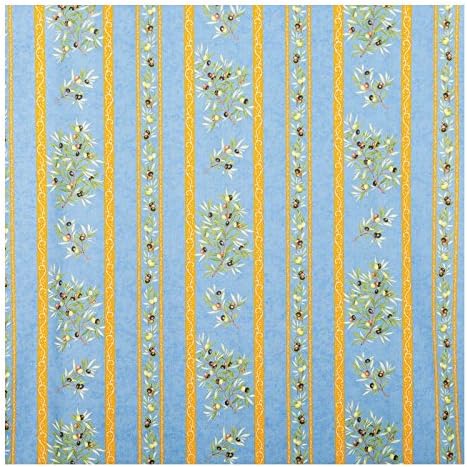 TOSELLI - CLOS DES OLIVIERS Blue Coated Rectangular Tablecloth - TOS3207 - 155 x 120 cm. (61 in x 47 in).