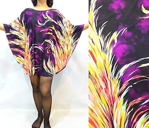 The Sisters Purple Black Yellow Print Bat Wing Blouse Mini Short Dress 2X 3X 18 20 22 24