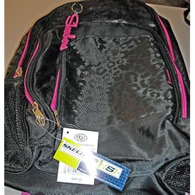  Skechers Student Backpack Black with Pink Trim