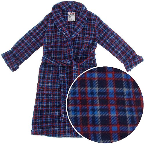 Navy and Red Plaid Bathrobe for Toddlers and Boys