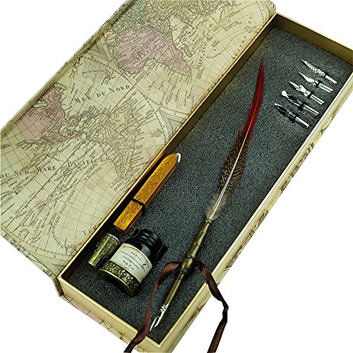 Set penna kit penna calligrafia vintage naturale con pennino tuffo, confezione di cancelleria(White