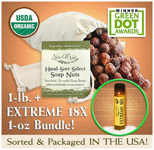 NaturOli Soap Nuts / Soap Berries. 1 lb. (Avg. 200 loads!) - 