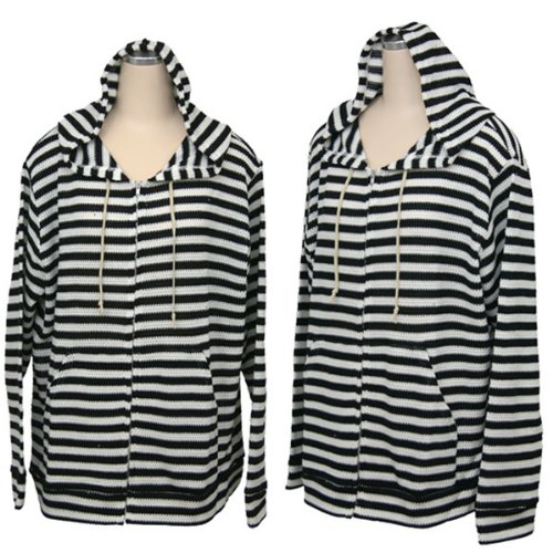 ＜レディース 大きいサイズ4L～5L 5Ｌ～6Ｌ＞タグ付 QUINTY★クインティ マリンスタイル モノトーンボーダー 長袖 パーカー/日本製【F2】【F4】