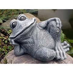 Steinfigur Frosch sitzend Steinguss Schiefergrau