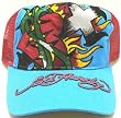 Ed Hardy Blue & Red Cap - Sacred Heart Cross Design