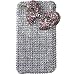 Premium Bling Luxurious Light Pink Ribbon/ Bowtie Design on Silver Rhinestones Diamond Snap On Case 