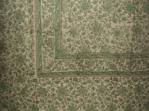 Daisy Chain Block Print Tapestry-Table-Spread-Sage