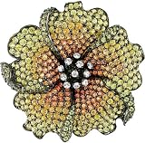 18k Gold Sapphire 1/3ct TDW Diamond Brooch