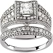 14K White Gold Diamond Wedding Set - 1.50 Ct.