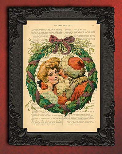 Santa Claus Print Art Painting 7.67x11.61in/19.5x29.5cm-Christmas Home Decor - Vintage Christmas Art Print - Christmas Wreath, Santa Claus Art, Christmas Art, Christmas Art