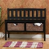 Bench with Storage Baskets - Black