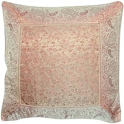 ShalinCraft Pillow Case Square Silk India Decoration 16x16 inches (bcbr264)