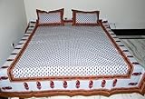 Rajasthani Handmade Block Printed Cotton Double Bed Bedspread with Pillow C ....
