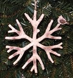 6 Birch Bark & Bird Nature-Inspired Snowflake Christmas Ornament #250819