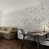 (ハンメロ)Hanmeroリピング 部屋 ふすま diy リフォーム用おしゃれなレンガ壁紙 のりなし はがせる フリース 1ロール（53cm×10m） シャビーなホワイトレンガ柄