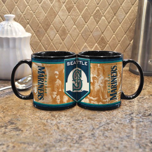 MLB Seattle Mariners 11-Ounce Black Nostalgic Mug (2 Pack)