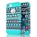 iPhone 5 / 5S Case - WirelessMobile Hybrid Hard & Soft Rubber High Impact Shockproof Armor Skin Cover for Apple iPhone 5 / 5S Only (Mint Blue Aztec)