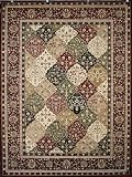 Burgundy Traditional Panal Red Wool Persian Area Rugs 5'2 x 7'6