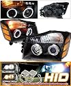 04-07 NISSAN TITAN ARMADA CCFL HALO LED PROJECTOR HEADLIGHTS BLACK w/ HID Kit