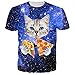 Raisevern Unisex 3d Cosmic Pizza Cat Printed Short Sleeve T-Shirts Tees