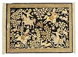 2'0 x 3'0 Black Persian Hand Knotted Silk Qom Rug