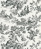 Beacon House 283-46918 Ink Limoges White Toile Wallpaper [並行輸入品]